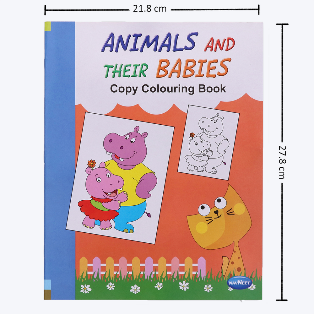 Navneet Theme Copy Colouring Book - Set of 4 books - Actions, Sports, Animals & their babies, Insects - Painting and colouring books for kids- Youva Stationery- 95+ pages