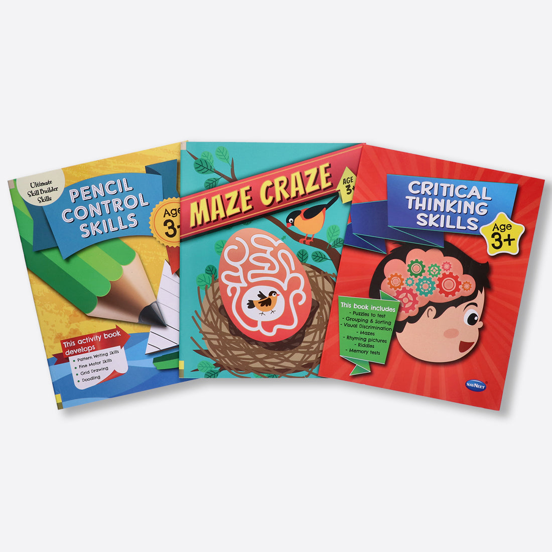 Navneet Pencil Control, Maze & Critical Thinking Activity Books for 3 Year & Above Kids- More than 90 activities- Practice Pattern Writing- Fun Skill Based books