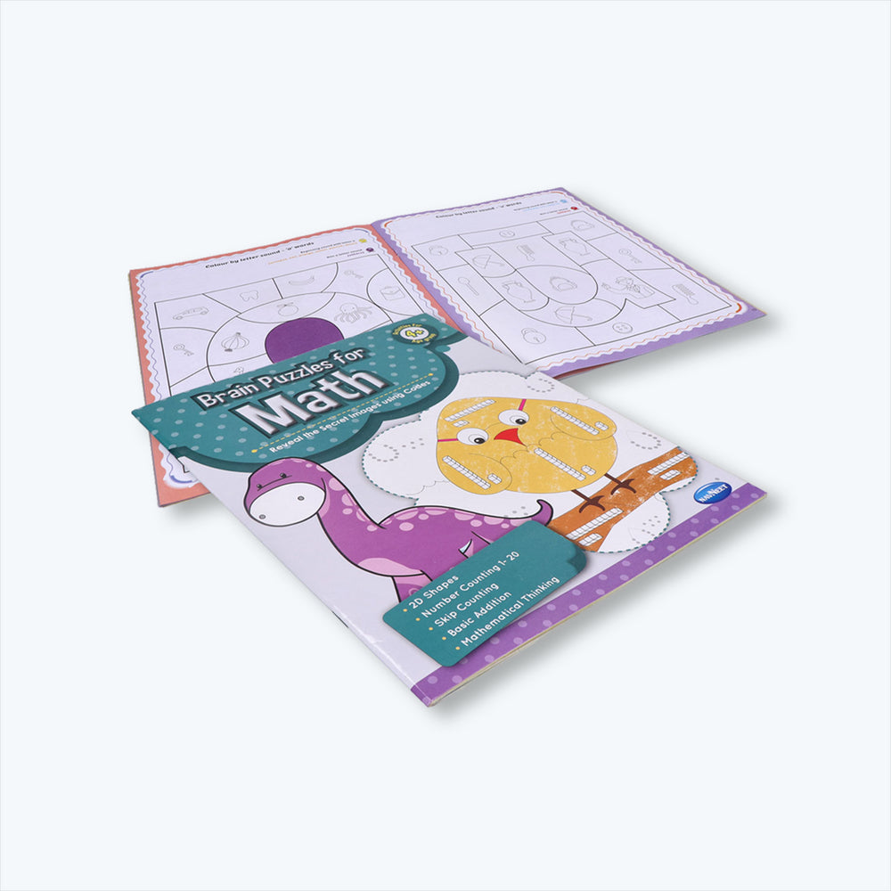 Navneet Brain Puzzle Activity Books - Brain activities for kids - Foundational Literacy & Numeracy books - Age 4+ - Educational - Phonics, Numbers 1-20, Shapes, Addition