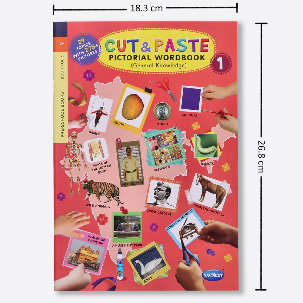Cut & Paste Pictorial Chart Book - Word book - GK - Educational Projects & Scrap Books -Set of 3 (Eng-Hin-Guj-Mar): Learn Scissor skill - 325+ topics - 900+ pictures