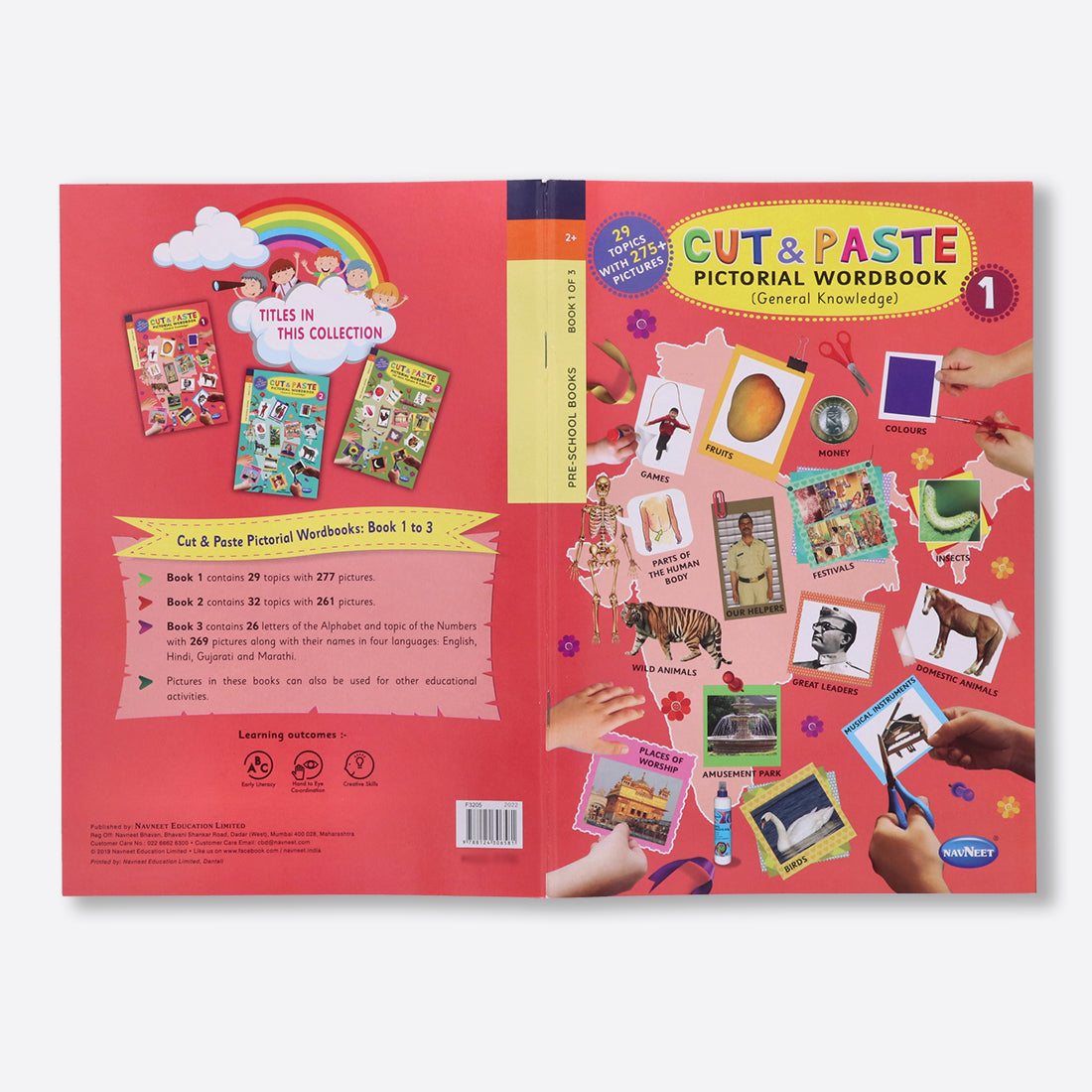 Cut & Paste Pictorial Chart Book - Word book - GK - Educational Projects & Scrap Books -Set of 3 (Eng-Hin-Guj-Mar): Learn Scissor skill - 325+ topics - 900+ pictures
