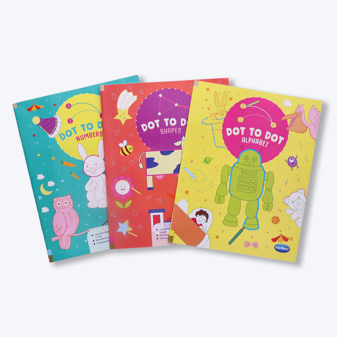 Navneet Dot 2 Dot -Fun with alphabets, Numbers and Shapes -drawing and colouring book