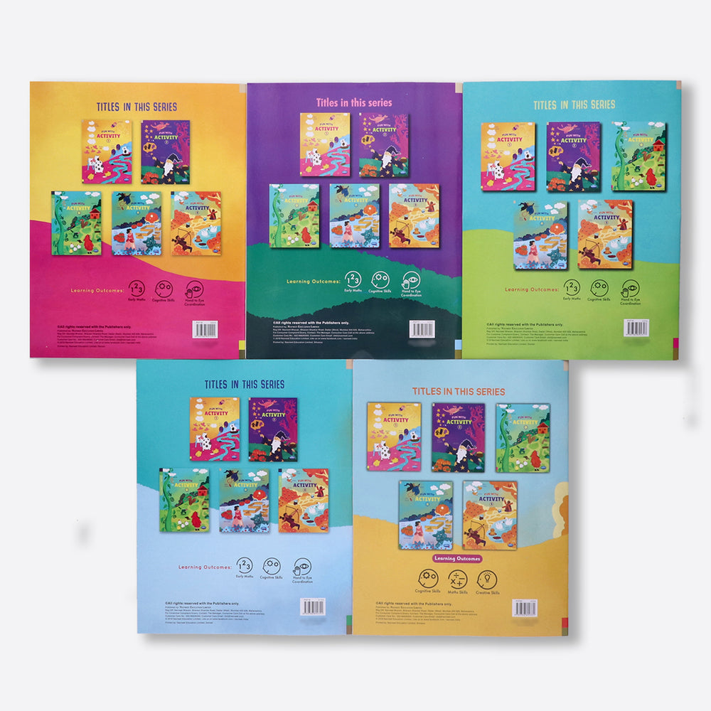 Navneet Fun With Activity Books Set of 5 books for Kindergarten Kids- Develops Essential skills- a collection of activities- Busy Vacation Activity Books - Brain booster books