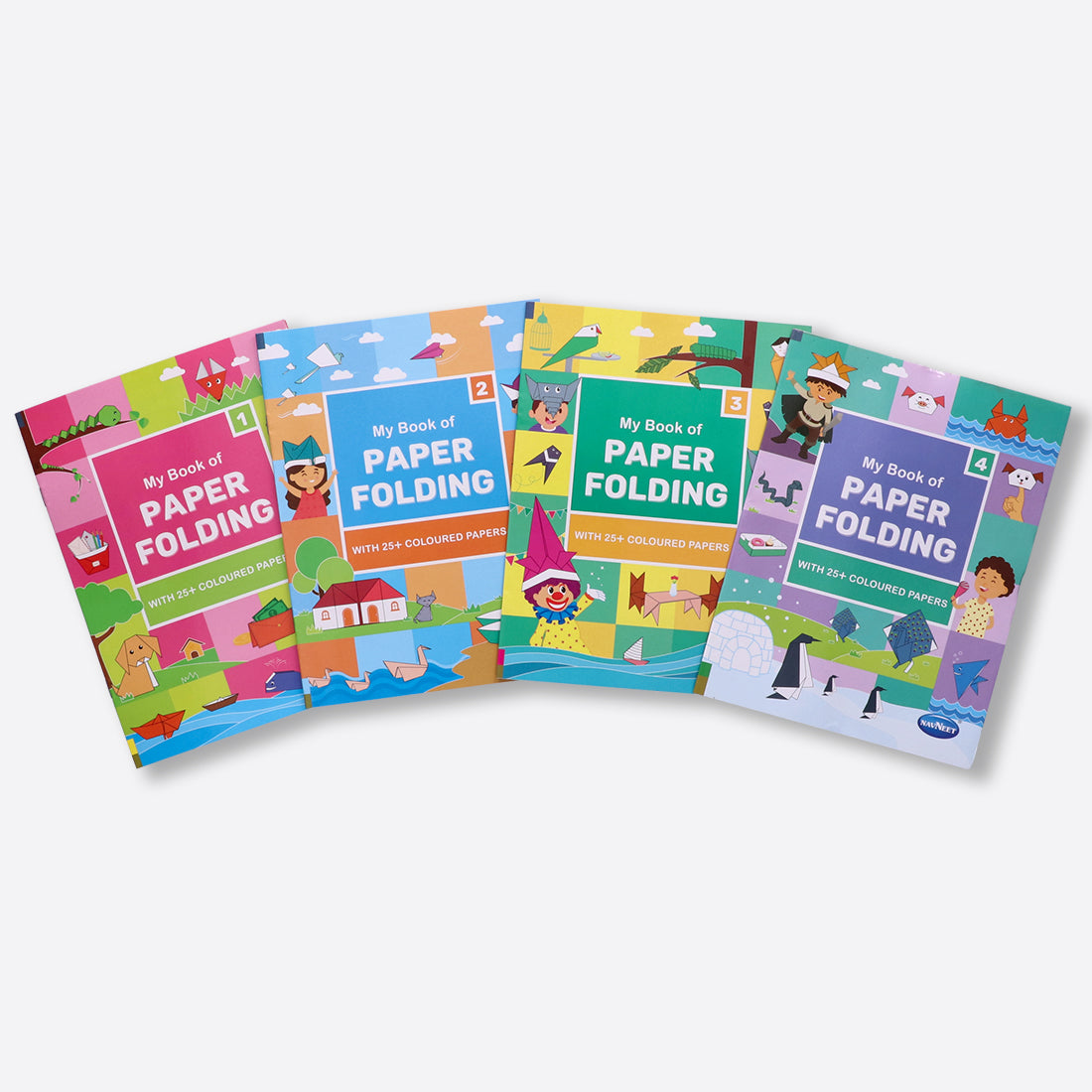 Navneet My Book Paper Folding – Set of 4 books – with Craft Papers- Paper Origami for Beginners-  Step by step illustrated instructions - DIY -  Origami projects -  Simple themes