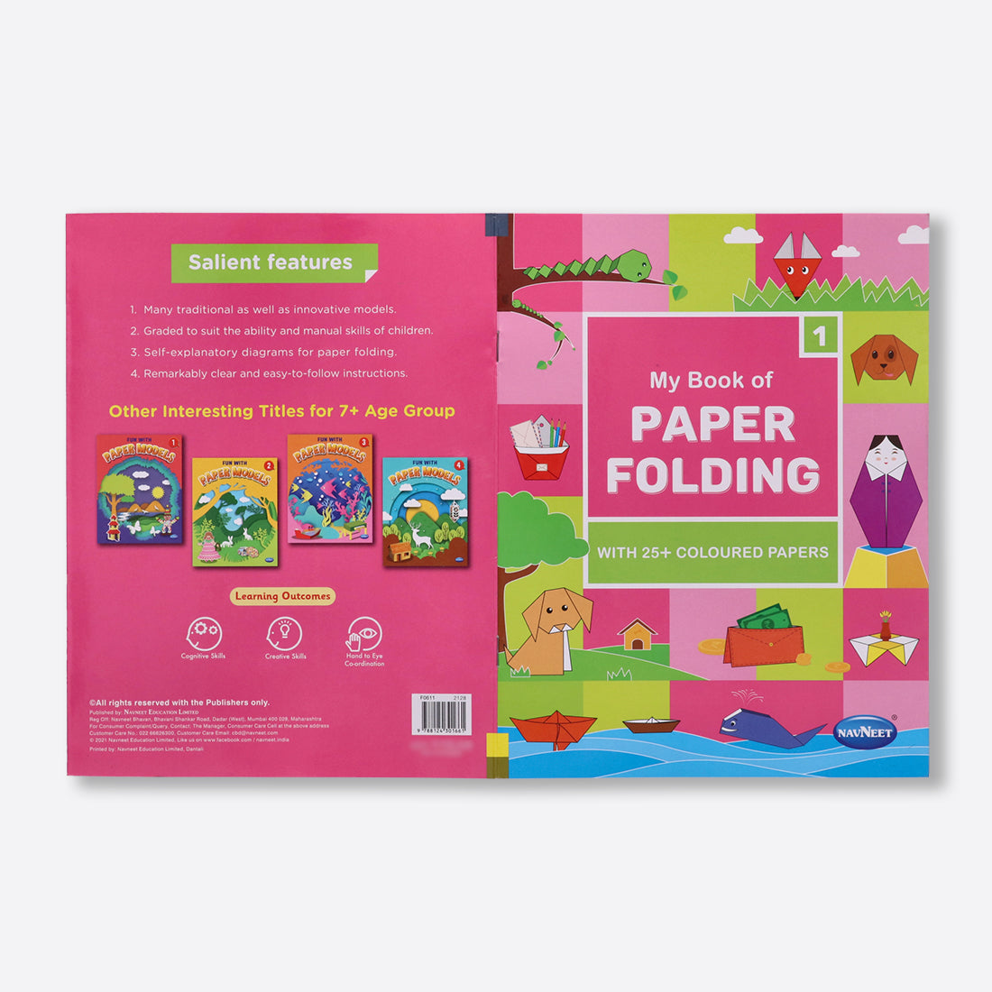 Navneet My Book Paper Folding – Set of 4 books – with Craft Papers- Paper Origami for Beginners-  Step by step illustrated instructions - DIY -  Origami projects -  Simple themes