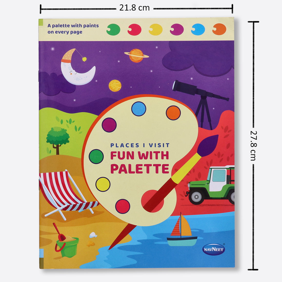 Navneet Fun With Palette Colouring Book - with Magic Colour Palette - Toddler's Painting book - Innovative Book- Festivals, Places I Visit, School Time , Weather & Season - travel fun