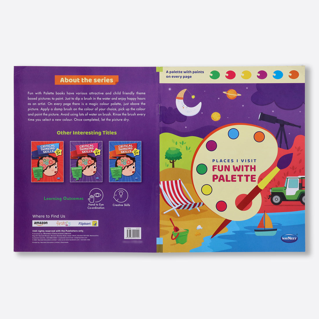 Navneet Fun With Palette Colouring Book - with Magic Colour Palette - Toddler's Painting book - Innovative Book- Festivals, Places I Visit, School Time , Weather & Season - travel fun