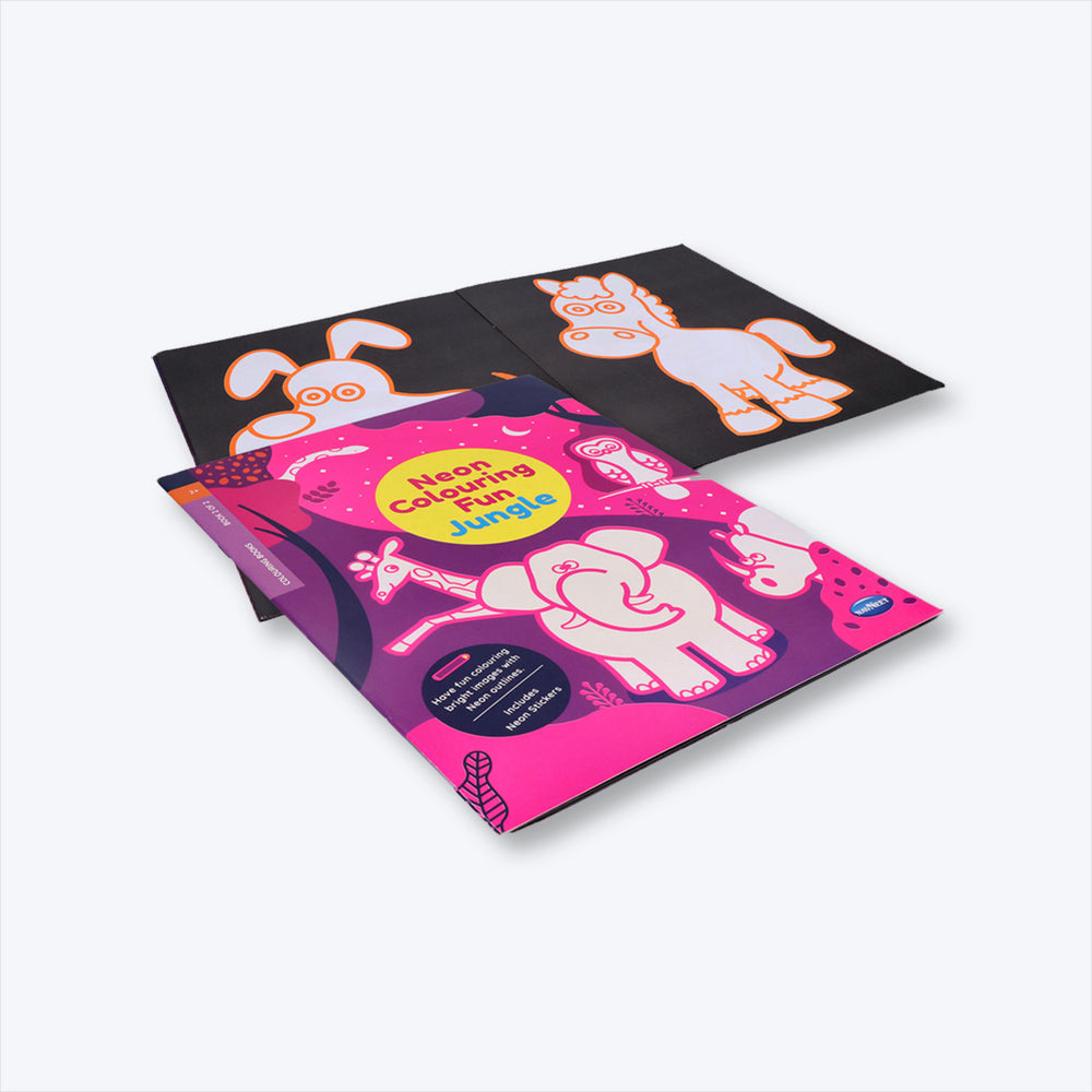 Navneet Neon Book series- I , theme based farm and Jungle bright neon colouring books for kids