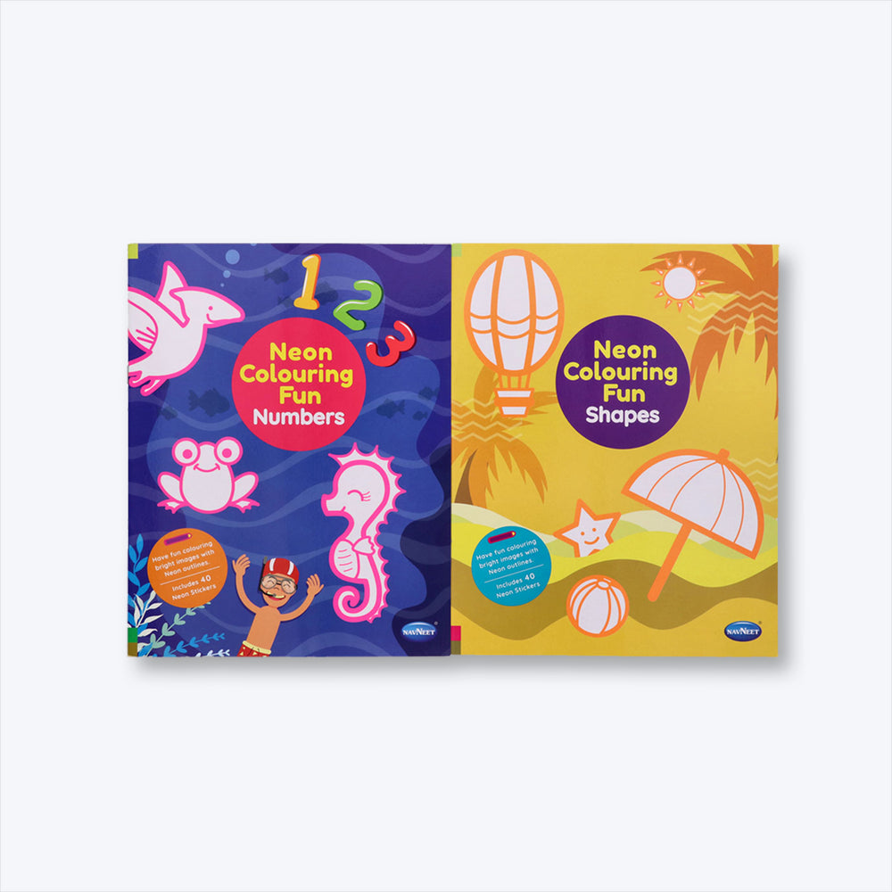 Navneet Neon Colouring Book series Shapes and Numbers bright neon colouring books for kids