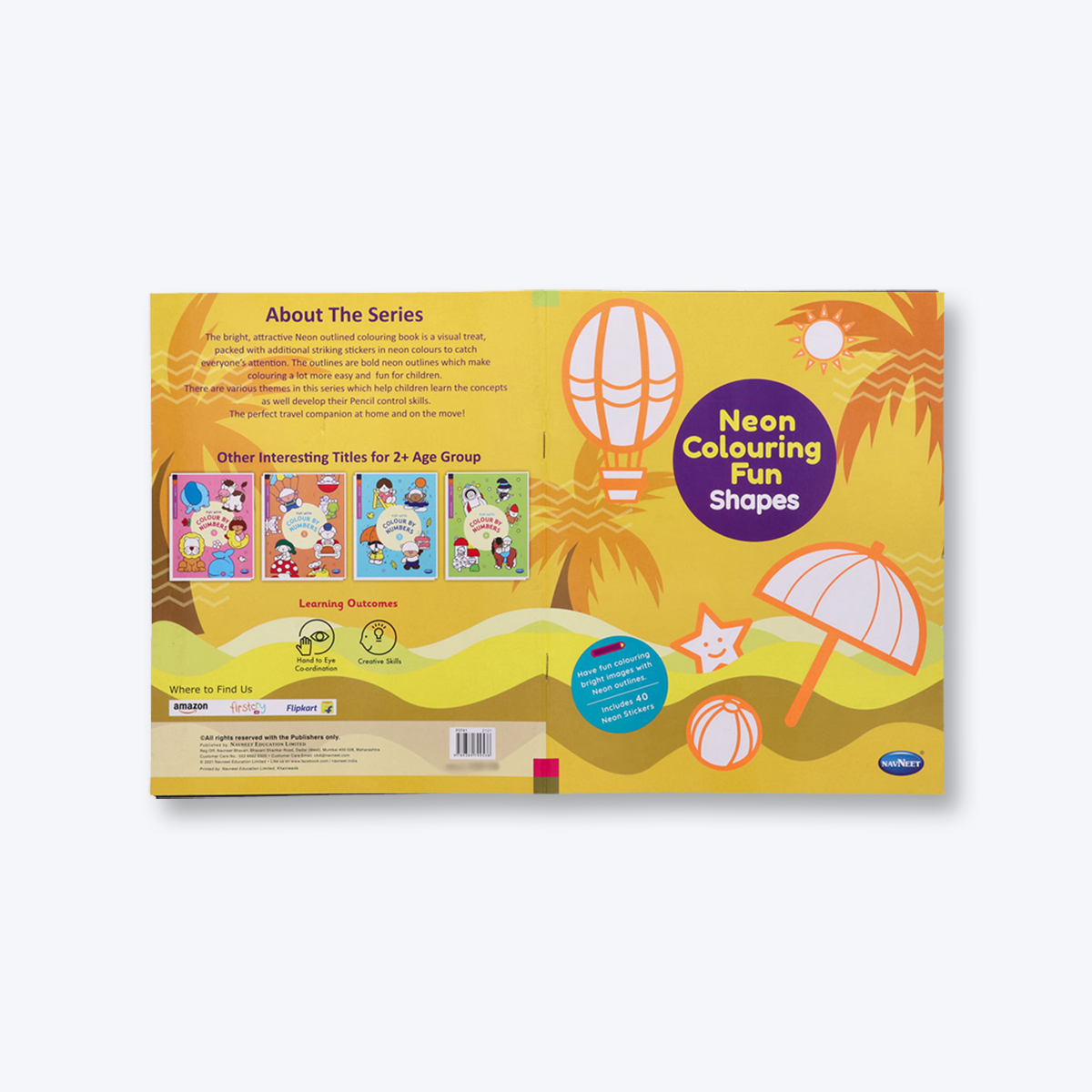 Navneet Neon Colouring Book series Shapes and Numbers bright neon colouring books for kids