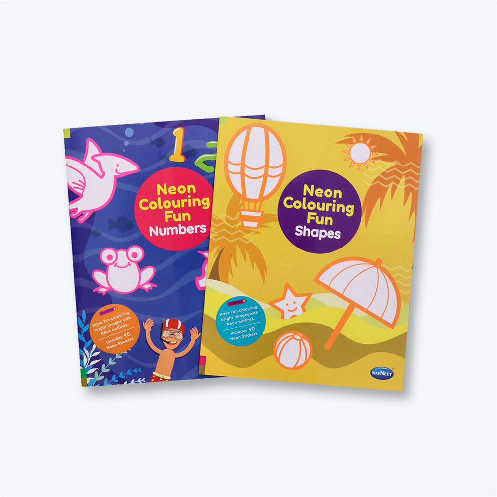 Navneet Neon Colouring Book series Shapes and Numbers bright neon colouring books for kids