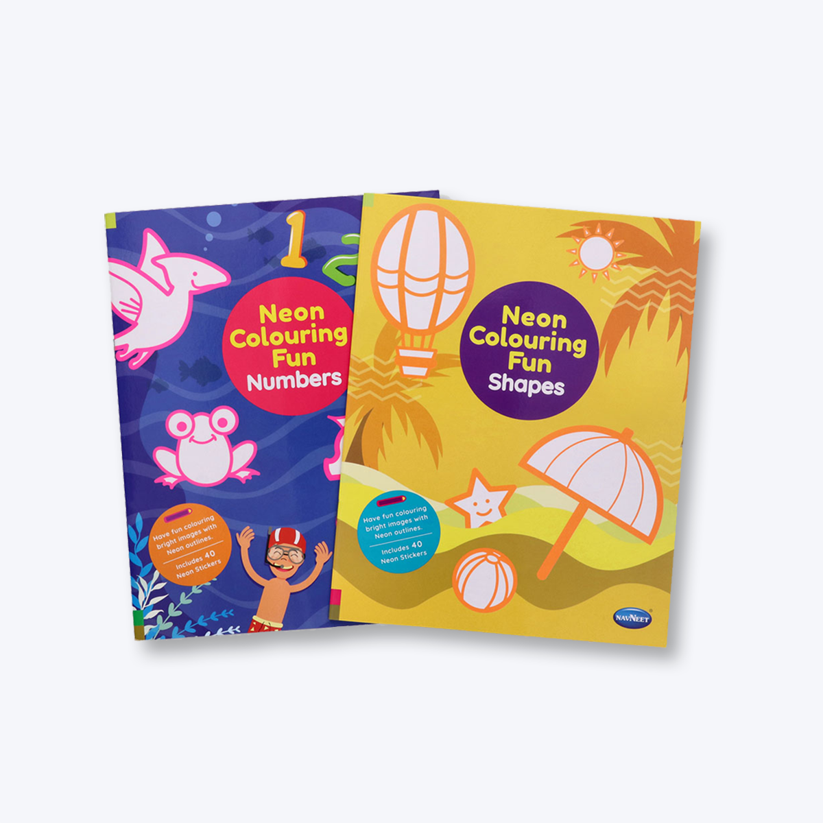 Navneet Neon Colouring Book series Shapes and Numbers bright neon colouring books for kids