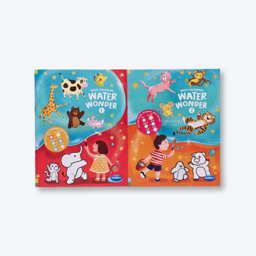 Navneet Water Wonder colouring books I and II, child friendly with various pictures.
