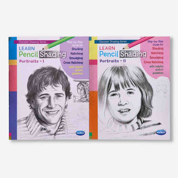 Navneet Learn Pencil Shading Portraits 1 and 2 â€“ For Elementary Art Prep â€“ How to draw Portraits - Pack of 2 Books Pack Of 1