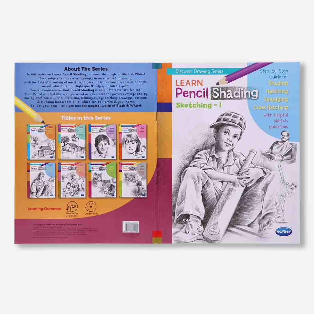 Navneet Learn Pencil Shading Sketching 1 and 2  For Elementary Art Preparation | How to draw sketches - Pack of 2 Books
