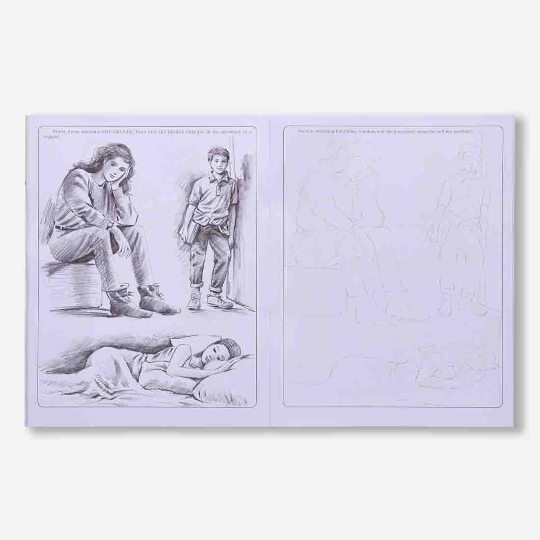 Navneet Learn Pencil Shading Sketching 1 and 2  For Elementary Art Preparation | How to draw sketches - Pack of 2 Books