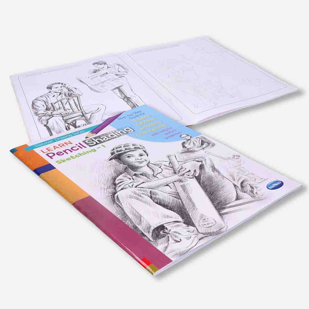 Navneet Learn Pencil Shading Sketching 1 and 2  For Elementary Art Preparation | How to draw sketches - Pack of 2 Books