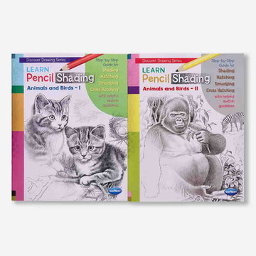 Navneet Learn Pencil Shading Animals & Birds 1 and 2 | For Elementary Art Prepration | How to draw Animals and Birds - Pack of 2 Books