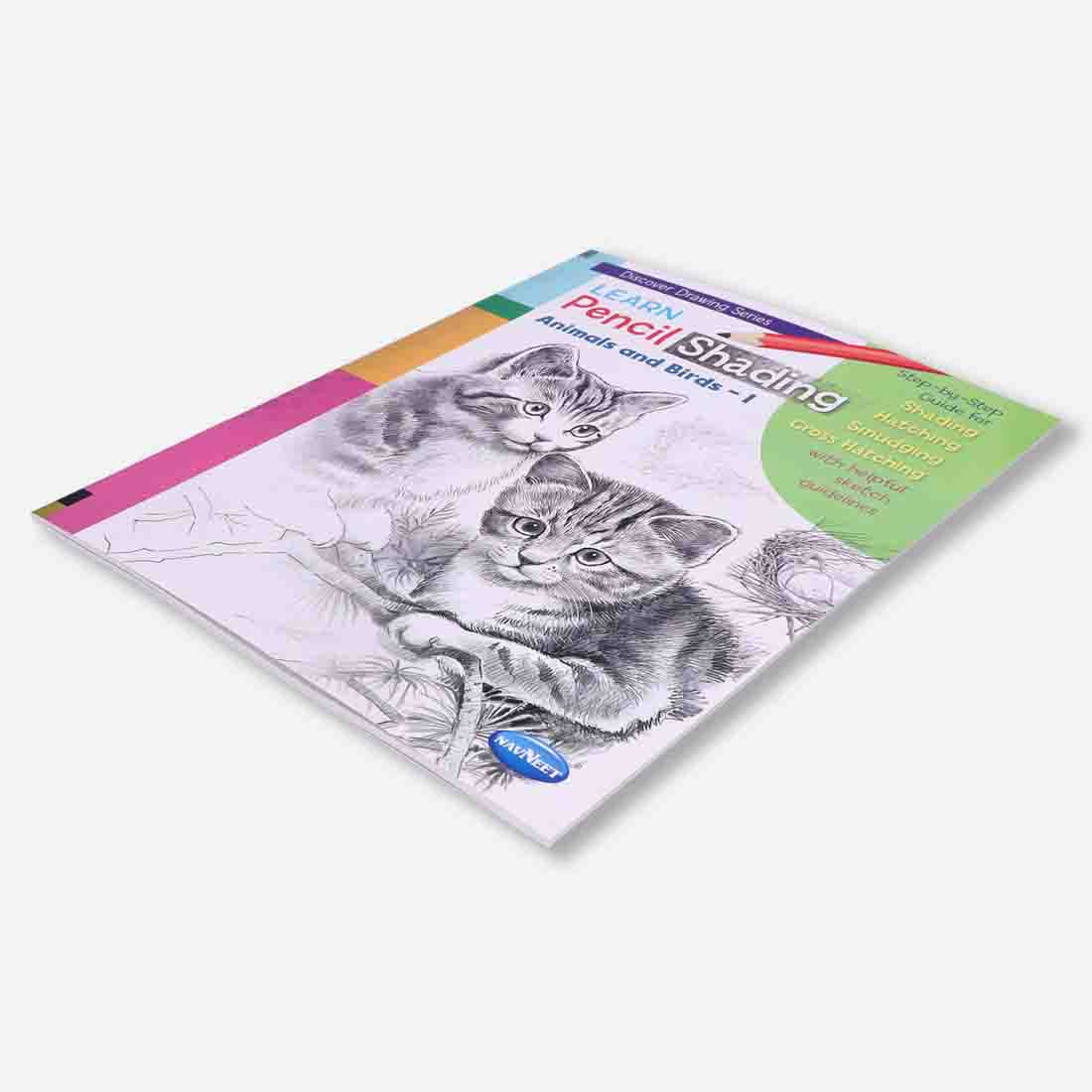 Navneet Learn Pencil Shading Animals & Birds 1 and 2 | For Elementary Art Prepration | How to draw Animals and Birds - Pack of 2 Books