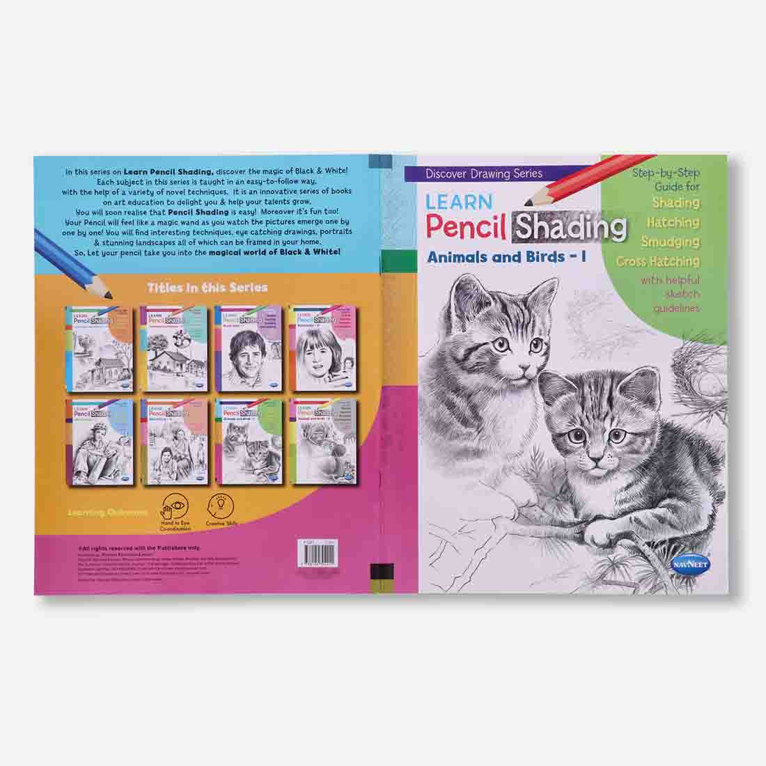 Navneet Learn Pencil Shading Animals & Birds 1 and 2 | For Elementary Art Prepration | How to draw Animals and Birds - Pack of 2 Books