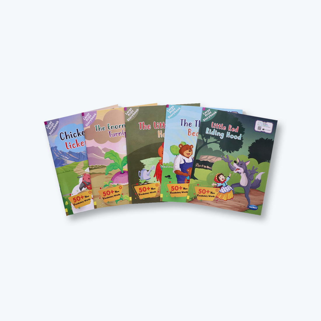 Navneet Large Print Storybooks 1- Set of 5 books with 50+ Vocabulary Words- With Colourful Illustrations- Read aloud stories- Bedtime Stories- Audio Book- Social-Emotional