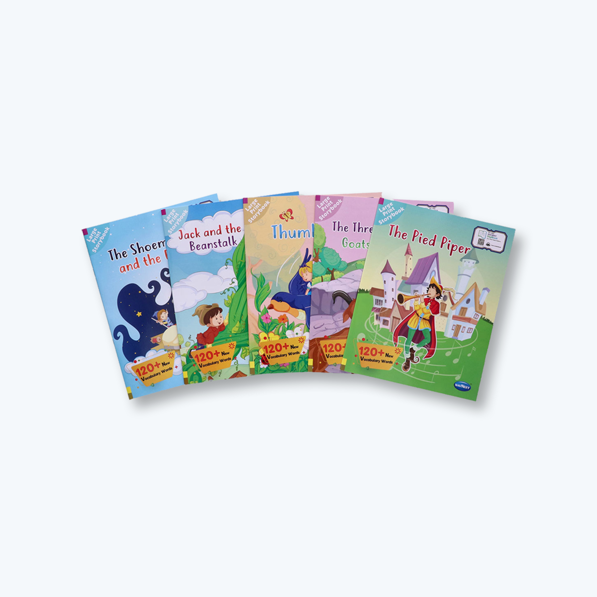Navneet Large Print Storybooks 2 - Set of 5 books with 120+ Vocabulary Words- With Colourful Illustrations- Read aloud stories- Bedtime Stories- Audio Book- Social-Emotional