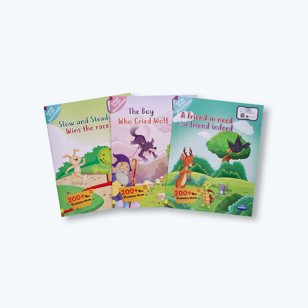 Navneet Large Print Storybooks 3- Set of 3 books with 200+ Vocabulary Words- With Colourful Illustrations- Read aloud stories- Bedtime Stories- Audio Book- Social-Emotional