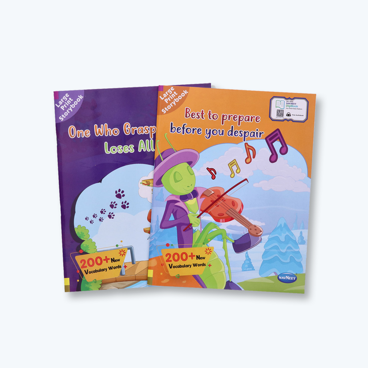 Navneet Large Print Storybooks 3- Set of 2 books with 200+ Vocabulary Words- With Colourful Illustrations- Read aloud stories- Bedtime Stories- Audio Book- Social-Emotional