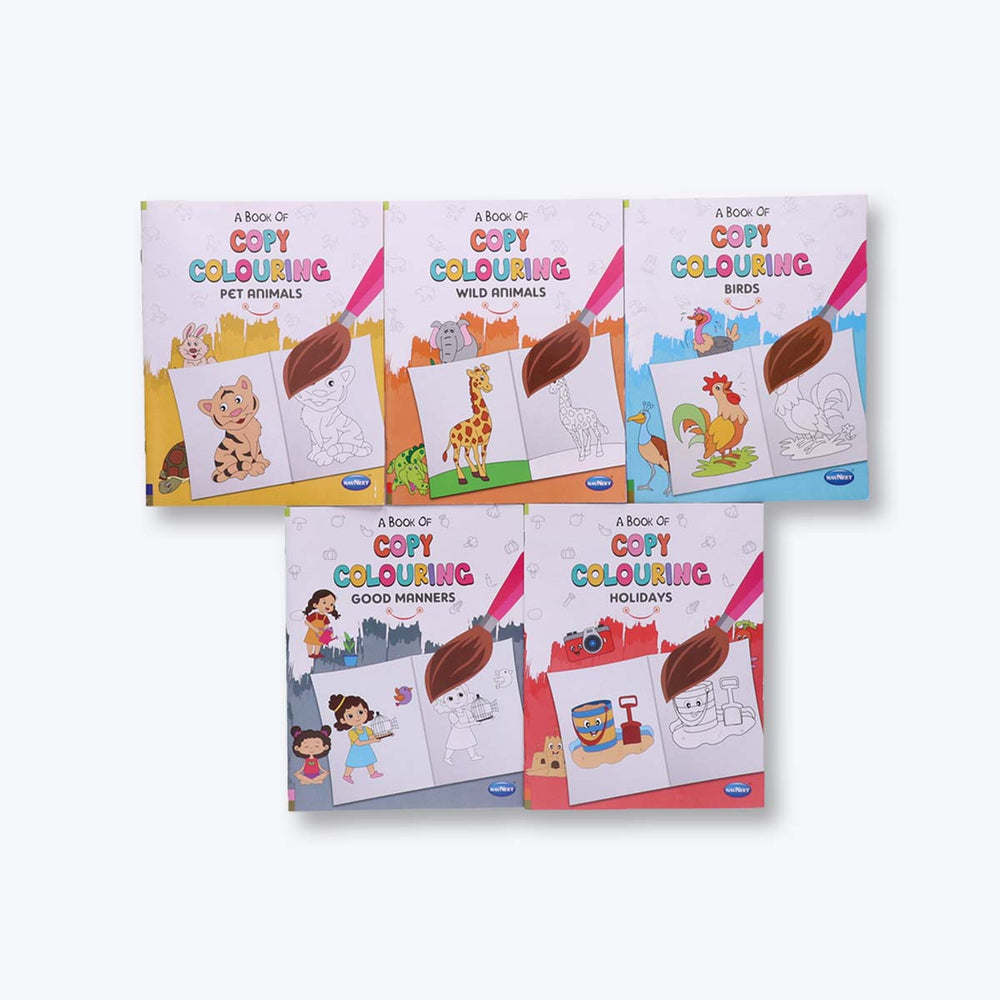 Navneet A Book of copy colour - Themes - Birds, wild Animals, Pet Animals, Good Manners, Holidays