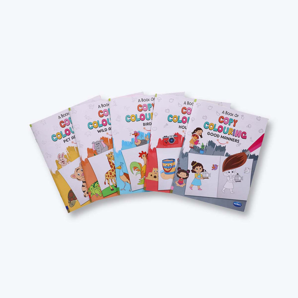 Navneet A Book of copy colour - Themes - Birds, wild Animals, Pet Animals, Good Manners, Holidays