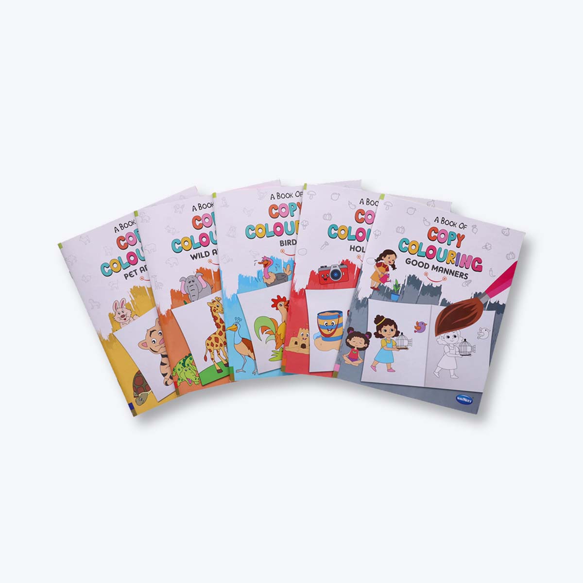 Navneet A Book of copy colour - Themes - Birds, wild Animals, Pet Animals, Good Manners, Holidays