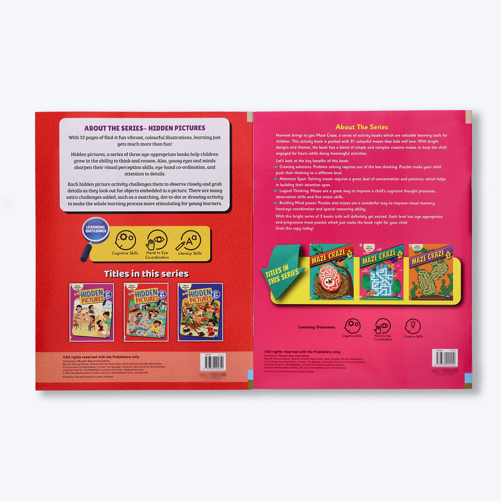 Navneet Maze Craze and Hidden Picture for 4+ age set of 2 books packed with activities