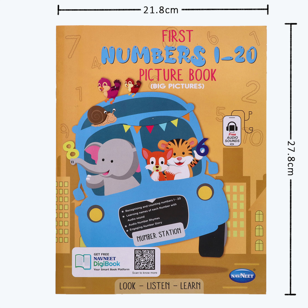 Navneet First Alphabet Picture Book (Single Picture) and First Numbers 1 - 20 Picture Book (Big Pictures) - Bestselling Picture board books for Babies & Toddlers: Large Picture Board Book with Audio Letter and Number Sounds and Audio Rhymes