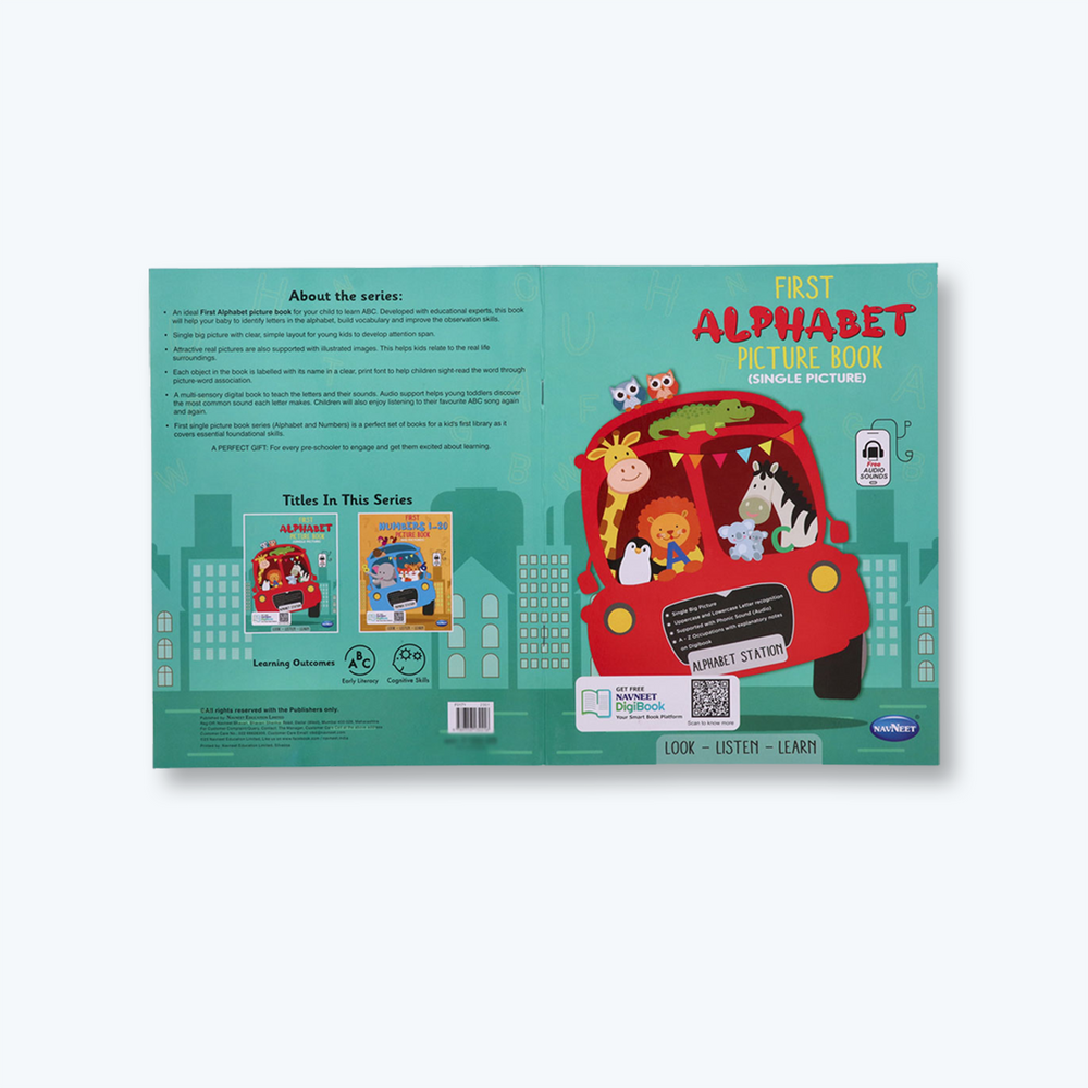 Navneet First Alphabet Picture Book (Single Picture) and First Numbers 1 - 20 Picture Book (Big Pictures) - Bestselling Picture board books for Babies & Toddlers: Large Picture Board Book with Audio Letter and Number Sounds and Audio Rhymes