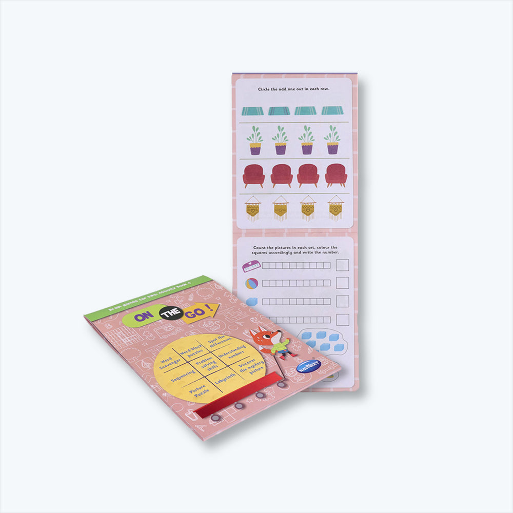 Brain Games for Kids Activity Books- On the Go- Set of 4 Books- For Kindergarten Kids- Develops Essential Skills- A collection of activities- Busy Vacation Activity Books