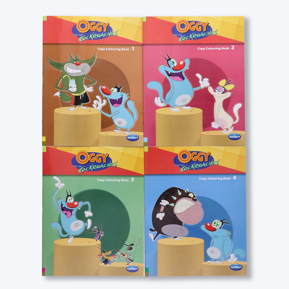 Navneet Oggy & The Cockroaches Copy Colouring Books- Set of 4 books -Painting and colouring books for kids- Youva Stationery- 96 pages