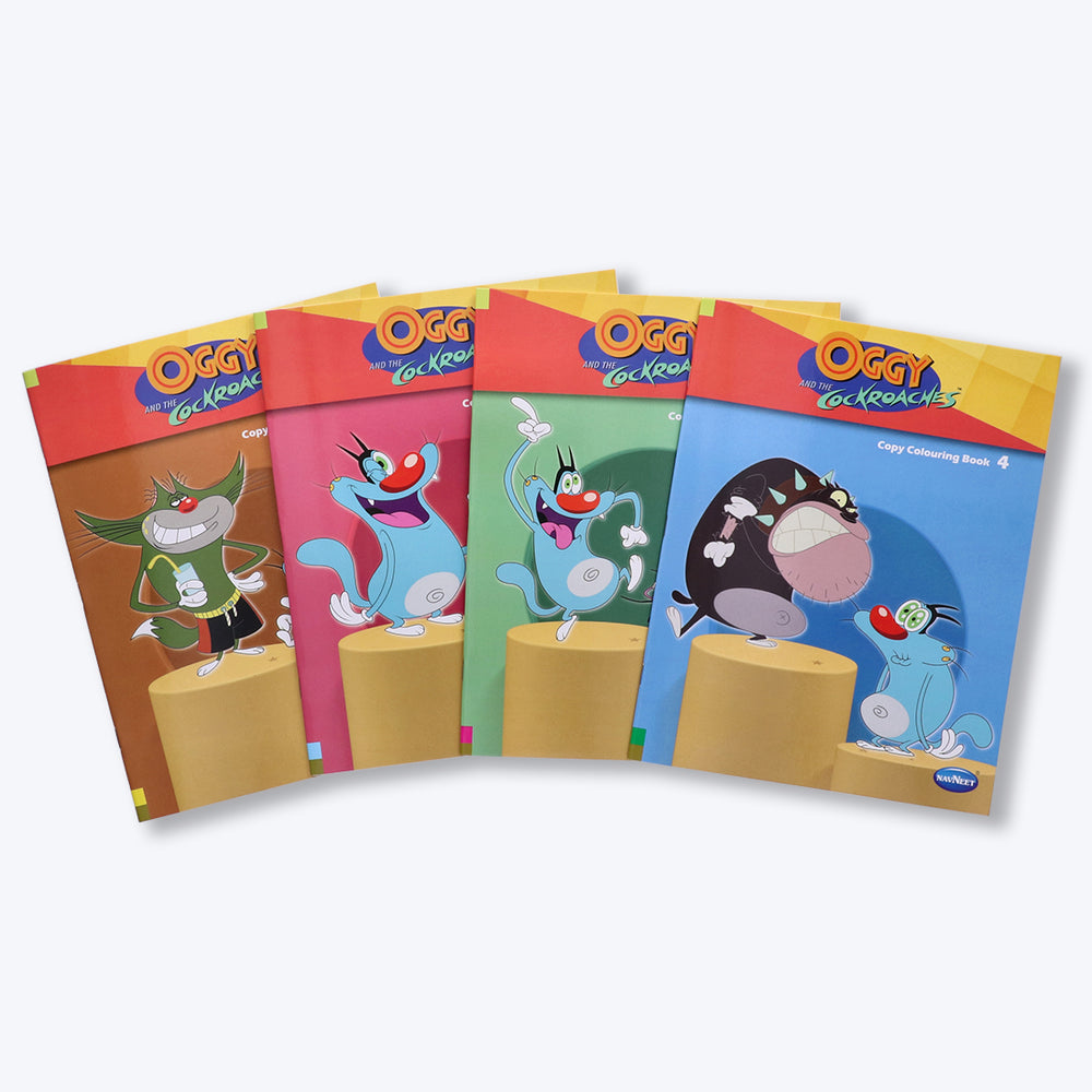 Navneet Oggy & The Cockroaches Copy Colouring Books- Set of 4 books -Painting and colouring books for kids- Youva Stationery- 96 pages