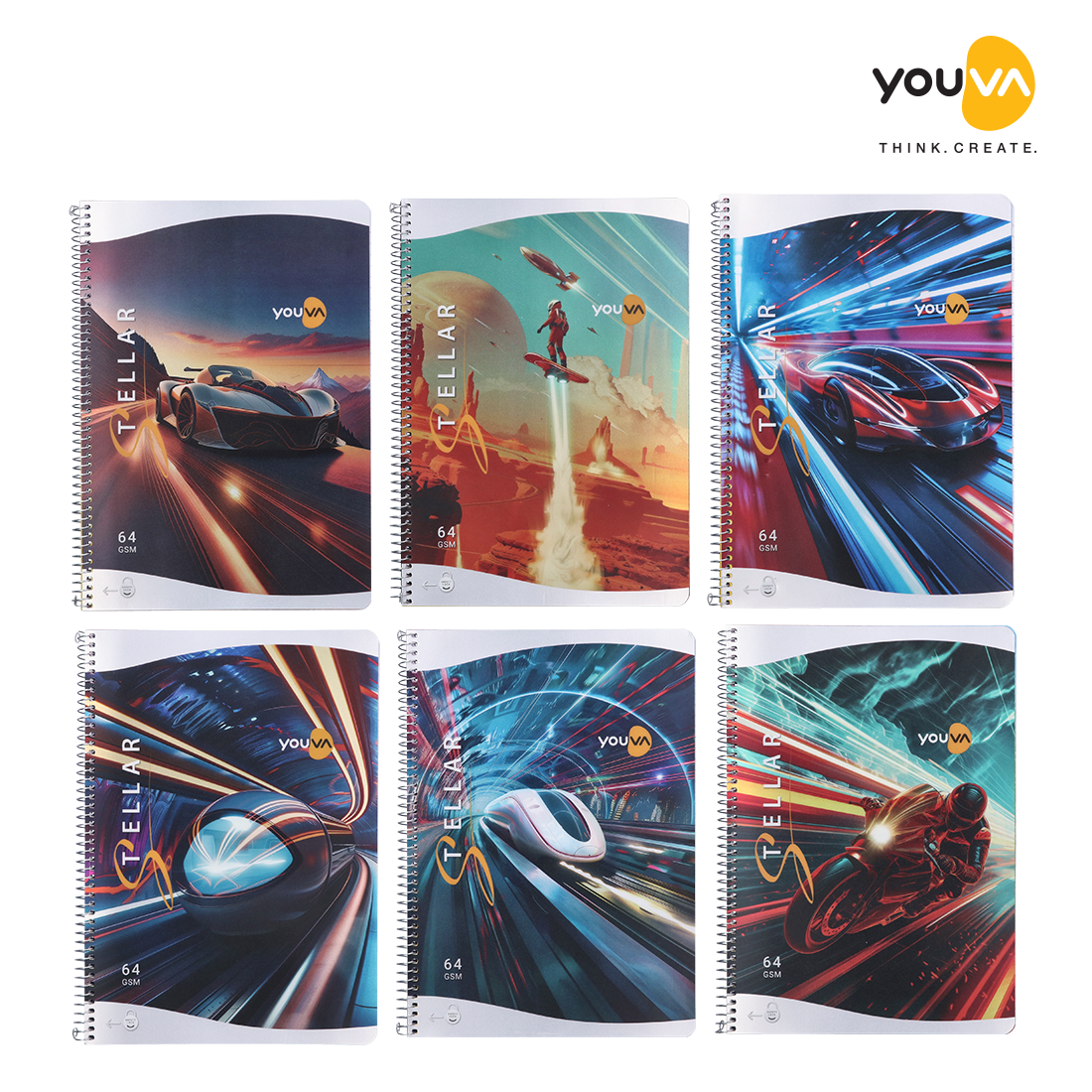 Youva STELLAR Spiral Long Notebook| Single Line| 240 Pages | A4 Size 21cm x 29.7cm|  For Students by Navneet