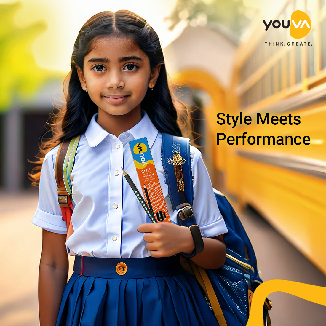 Youva Ritz Pencil | Pack of 10 | Pencil with colourful patterns | For School Students by Navneet
