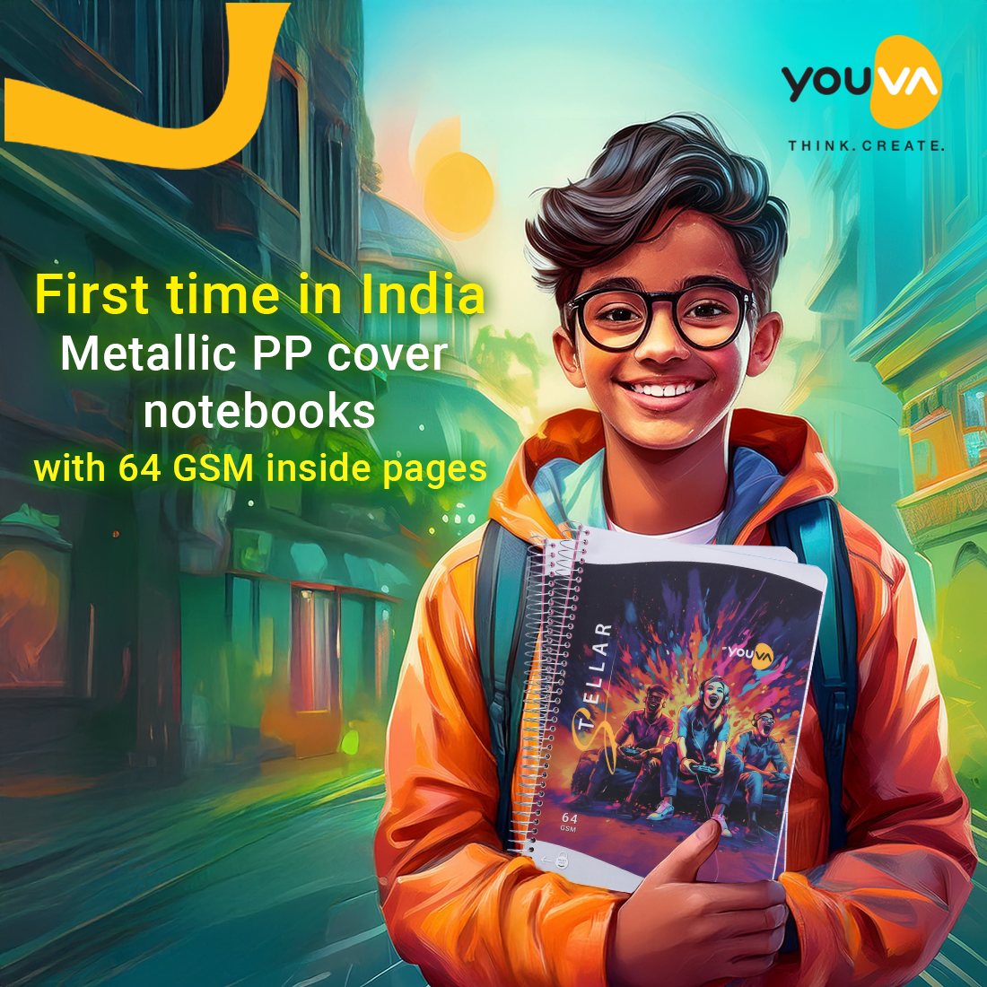 Youva STELLAR Spiral Long Notebook| Single Line| 400 Pages | A4 Size 21cm x 29.7cm|  For Students by Navneet