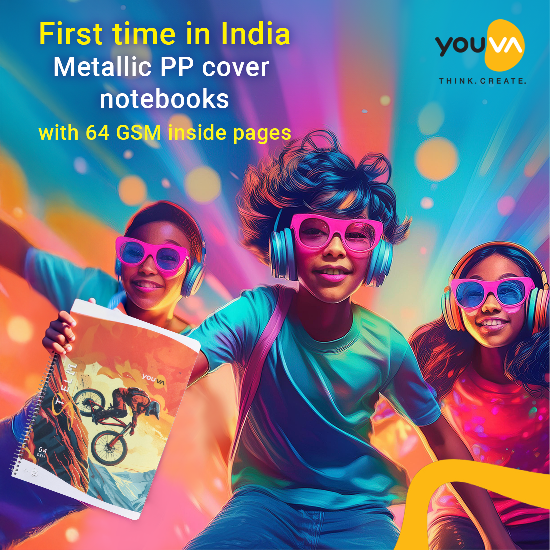 Youva STELLAR Spiral Long Notebook| Unruled| 172 Pages | A4 Size 21cm x 29.7cm|  For Students by Navneet