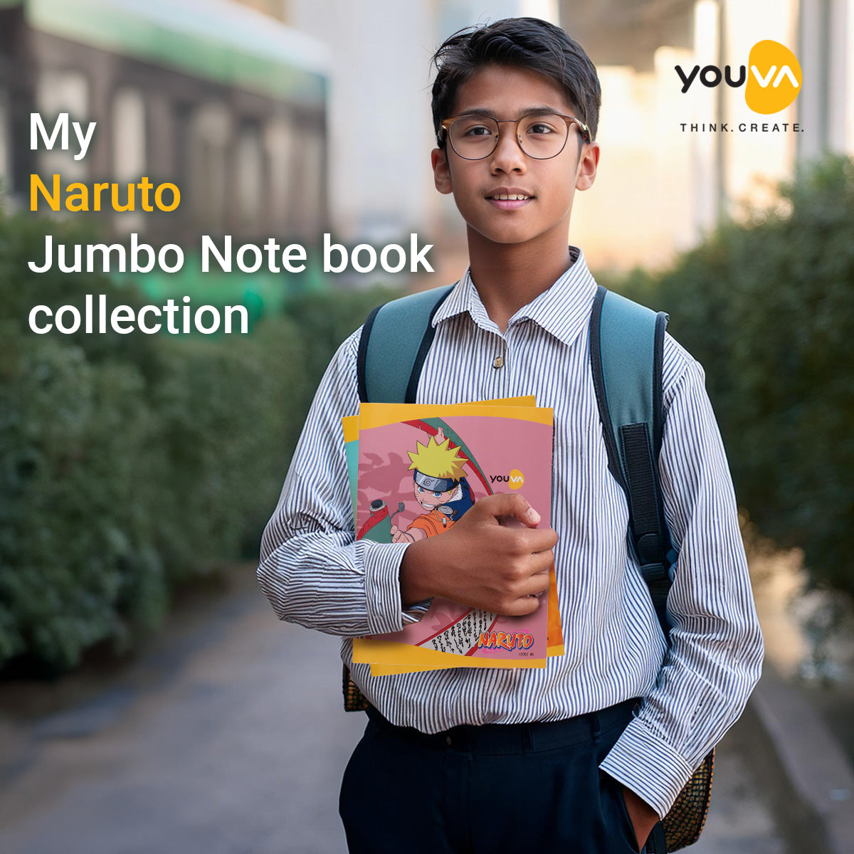Youva NARUTO Jumbo Note Book| Single Line| 172 Pages | Jumbo Size 18cm x 24cm| For Students by Navneet