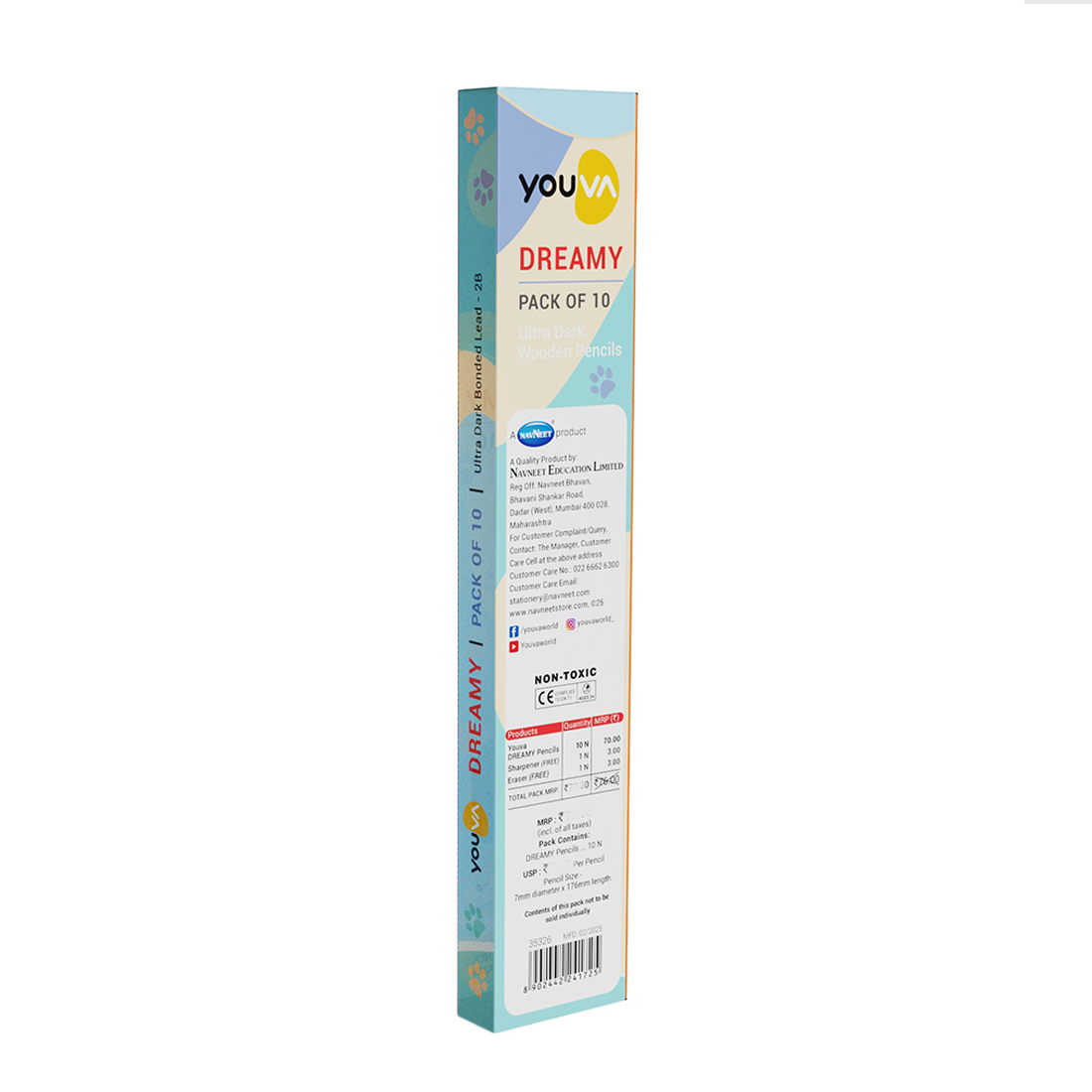 Youva Dreamy Pencil | Pack of 10 | Pencil with pastel shades | For School Students by Navneet