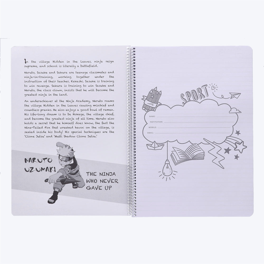Youva NARUTO Spiral Long Book | Single Line | 172 Pages | A4 Size 21cm x 29.7cm| For Students by Navneet
