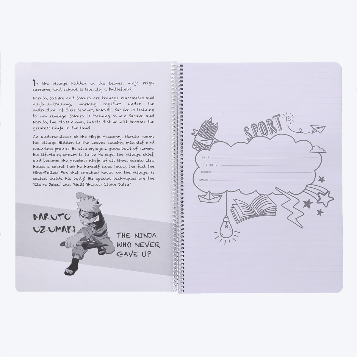 Youva NARUTO Spiral Long Book | Unruled | 172 Pages | A4 Size 21cm x 29.7cm| For Students by Navneet