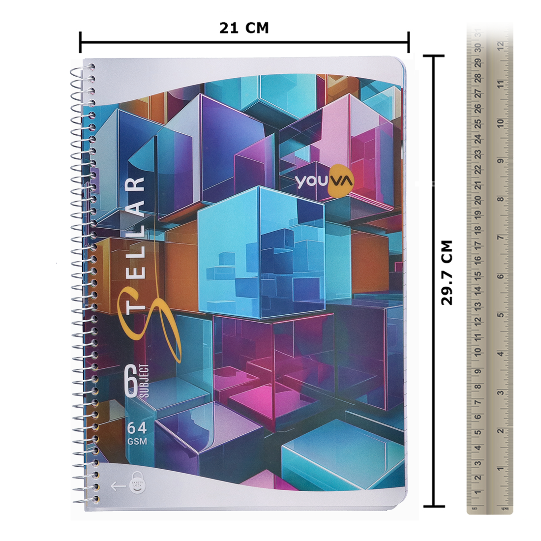 Youva STELLAR Six Sub Long Notebook| Single Line| 300 Pages | A4 Size 21cm x 29.7cm|  For Students by Navneet