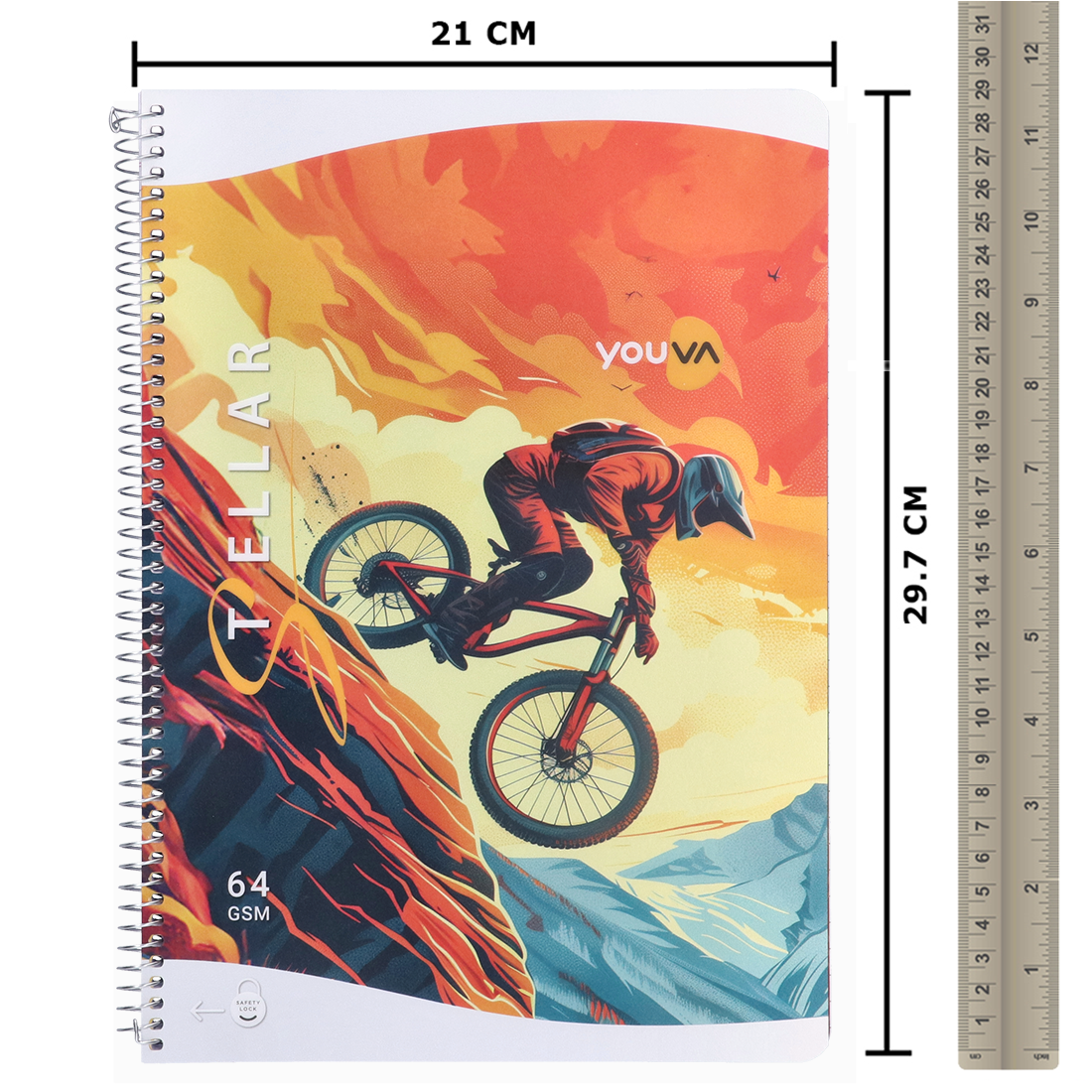 Youva STELLAR Spiral Long Notebook| Single Line| 172 Pages | A4 Size 21cm x 29.7cm| For Students by Navneet