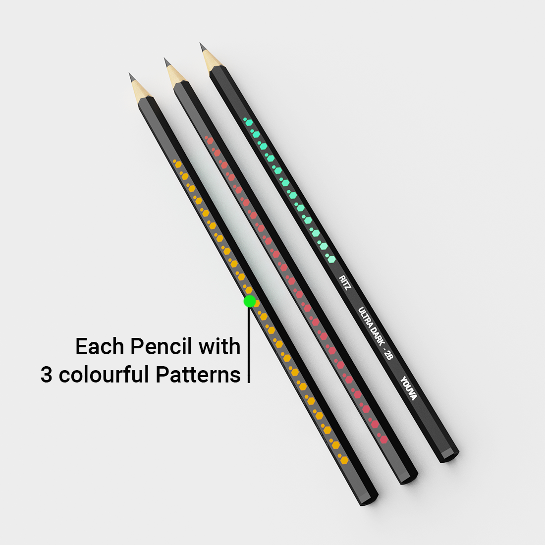 Youva Ritz Pencil | Pack of 10 | Pencil with colourful patterns | For School Students by Navneet