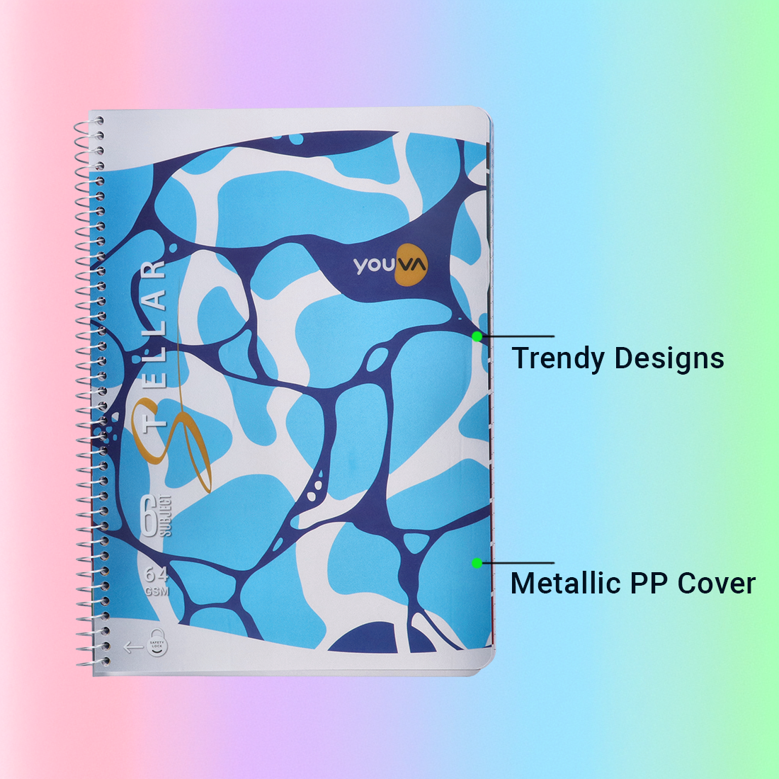 Youva STELLAR Six Sub Long Notebook| Single Line| 300 Pages | A4 Size 21cm x 29.7cm|  For Students by Navneet