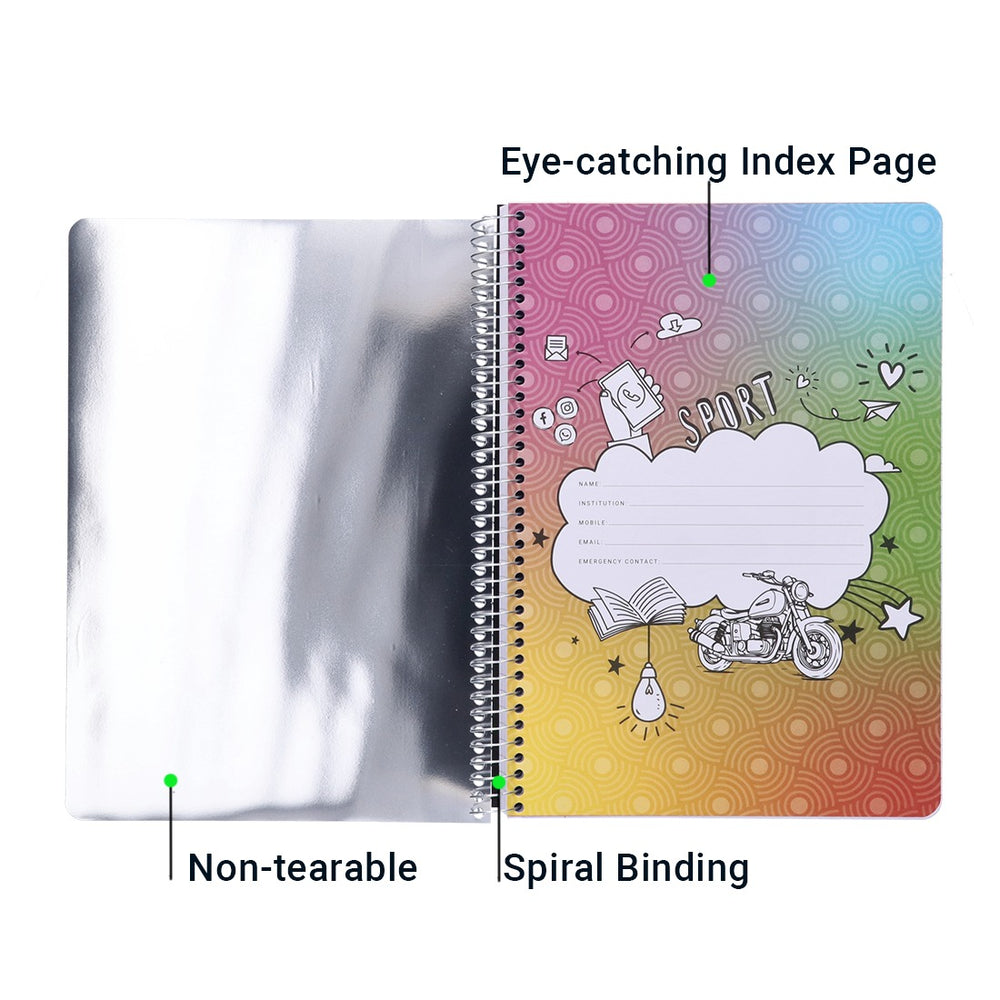 Youva STELLAR Spiral Long Notebook| Single Line| 400 Pages | A4 Size 21cm x 29.7cm|  For Students by Navneet